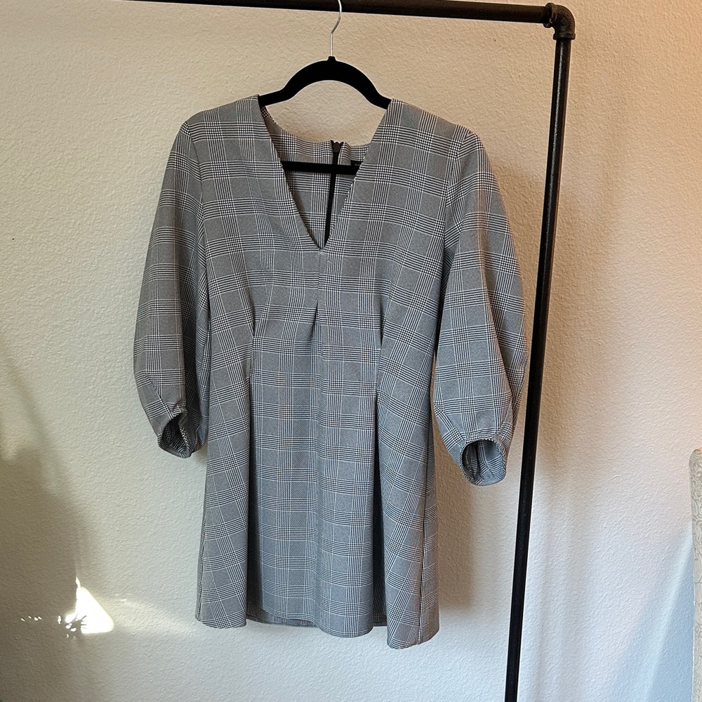 Topshop Gray Plaid Dress